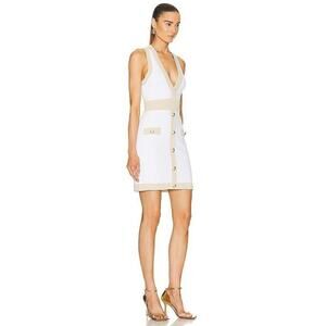 L'Agence Women's White Tan Tamari Sleeveless Bodycon Dress Size Medium NWOT